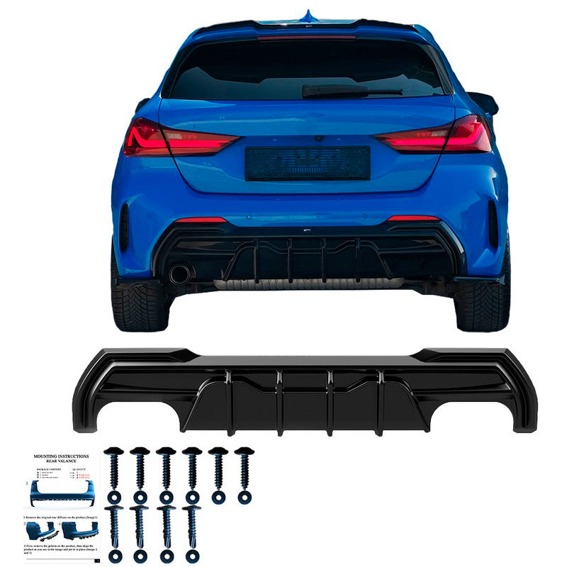 Oneway Heckdiffusor passend für BMW 1er F40 M-Pack/M135i (Doppelrohr links/rechts) 2019- - Schwarz glänzend
