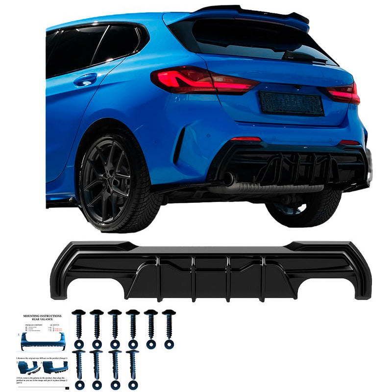 Oneway Heckdiffusor passend für BMW 1er F40 M-Pack/M135i (Doppelrohr links/rechts) 2019- - Schwarz glänzend