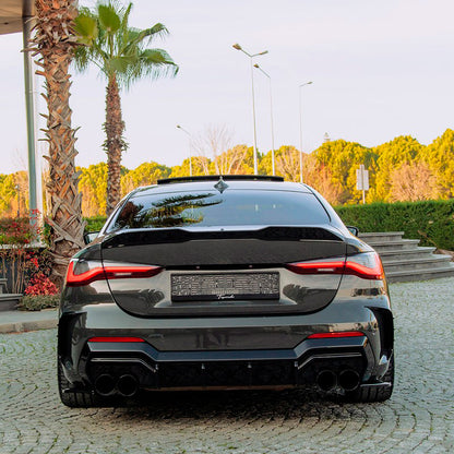 Oneway Heckdiffusor passend für BMW 4er G22/G23 Coupe/Cabrio M-Pack/M440i 2020-2024 & Facelift 2024- - Schwarz glänzend