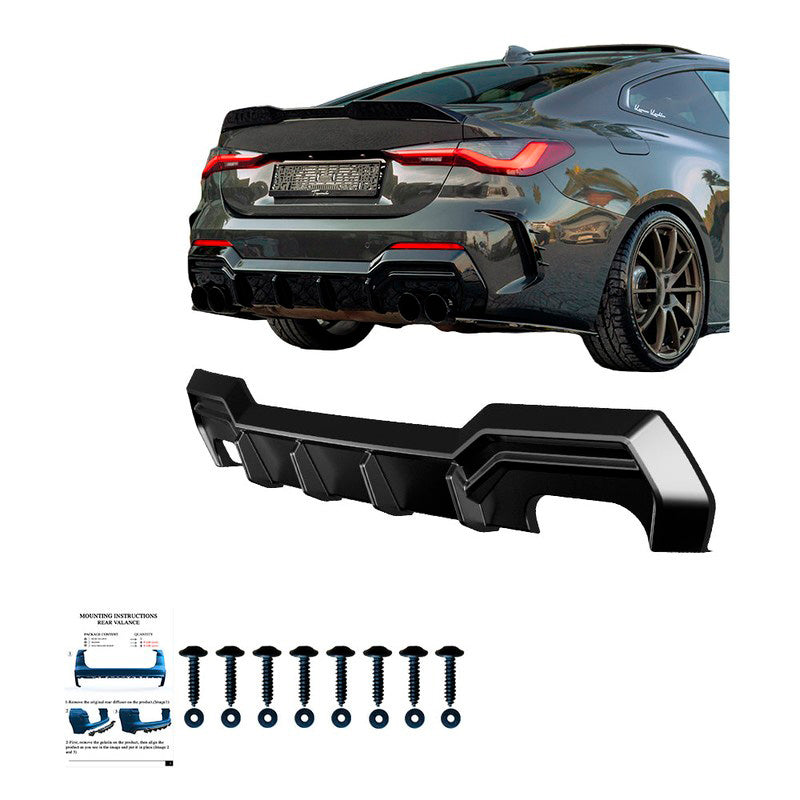 Oneway Heckdiffusor passend für BMW 4er G22/G23 Coupe/Cabrio M-Pack/M440i 2020-2024 & Facelift 2024- - Schwarz glänzend