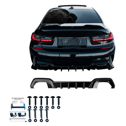 Oneway Heckdiffusor passend für BMW 3er G20/G21 M-Pack 2018-2022 (mit ovalen Endrohren) - Schwarz glänzend