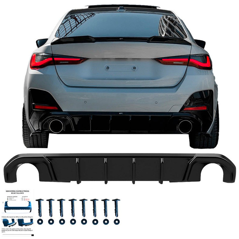 Oneway Heckdiffusor passend für BMW 4er G26 M-Pack/M440i 2021- (mit runden Endrohren) - Schwarz glänzend