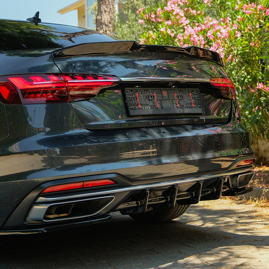 Oneway Heckdiffusor passend für Audi A4 (B9) Limousine/Avant Facelift 2019-2024 - Schwarz glänzend