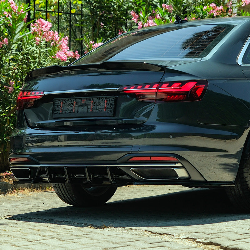 Oneway Heckdiffusor passend für Audi A4 (B9) Limousine/Avant Facelift 2019-2024 - Schwarz glänzend