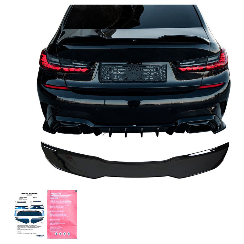 Oneway Heckflügel passend für BMW 3er G20 Limousine M-Pack & M340i 2018-2022 & 2022- & M3 G80 Limousine 2022- - Schwarz gl...