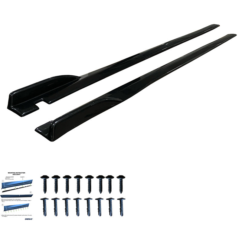 Oneway Satz Seitenschweller - Universal - Länge 190cm - Schwarz glänzend
