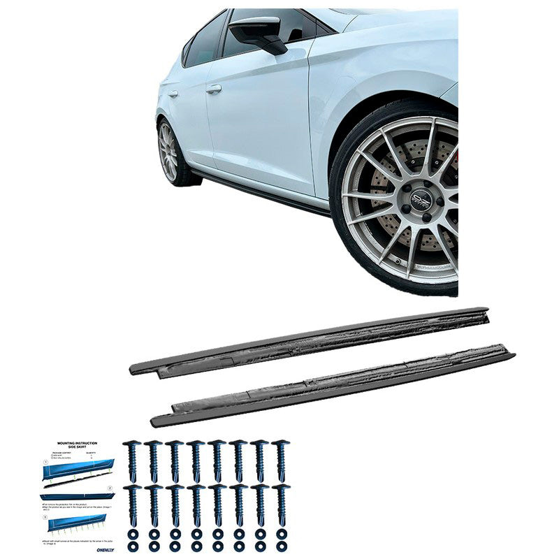 Oneway Satz Seitenschweller passend für Seat Leon (5F) HB/ST 2013-2020 - Schwarz glänzend