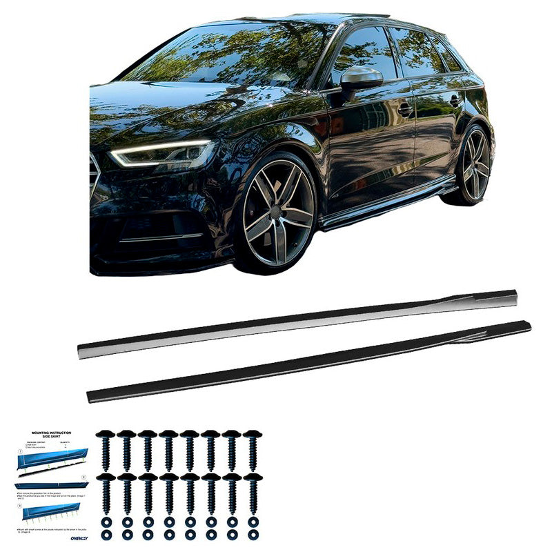 Oneway Satz Seitenschweller passend für Audi S3 8V/8V Facelift Sportback 2013-2020 - Schwarz glänzend