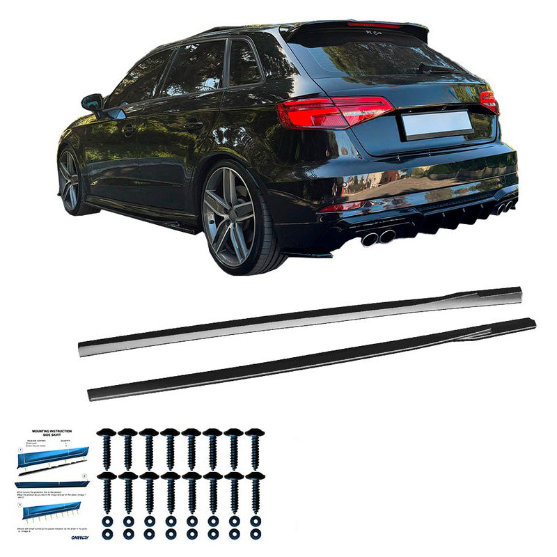 Oneway Satz Seitenschweller passend für Audi S3 8V/8V Facelift Sportback 2013-2020 - Schwarz glänzend