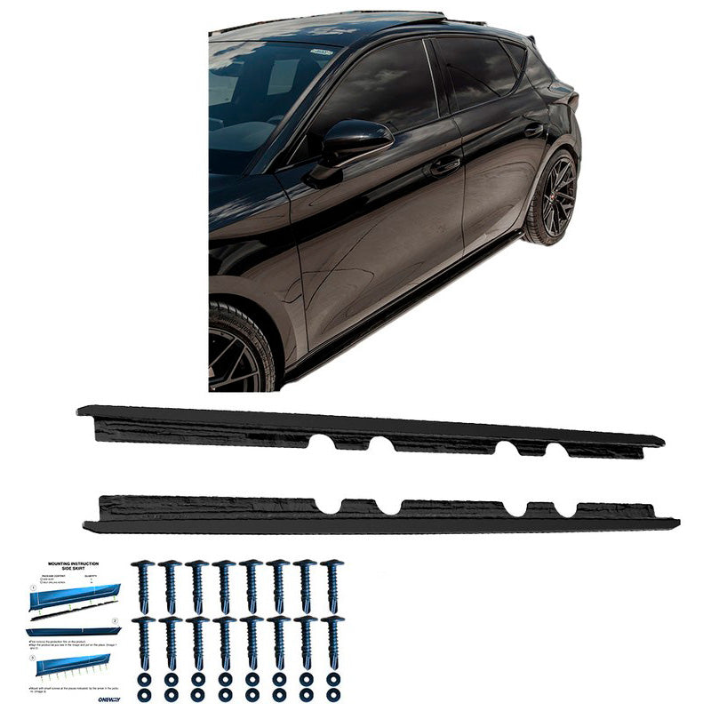 Oneway Satz Seitenschweller passend für Seat Leon IV HB/ST FR & Cupra Leon HB/ST 2020- - Schwarz glänzend