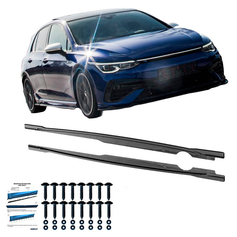 Oneway Satz Seitenschweller passend für Volkswagen Golf VIII HB/Variant R 2020- - Schwarz glänzend