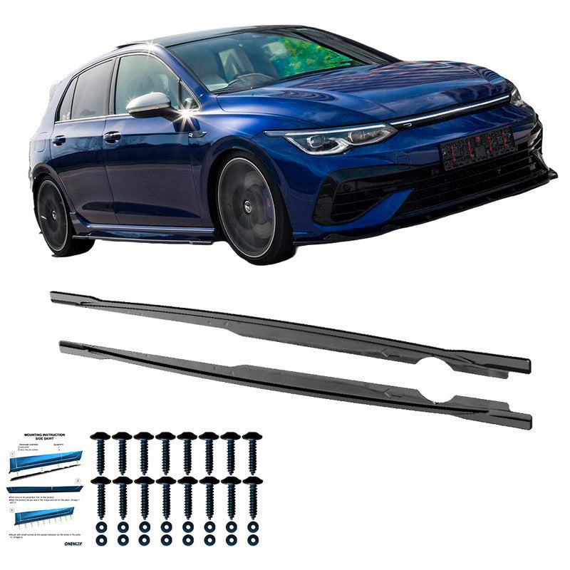 Oneway Satz Seitenschweller passend für Volkswagen Golf VIII HB/Variant R 2020- - Schwarz glänzend