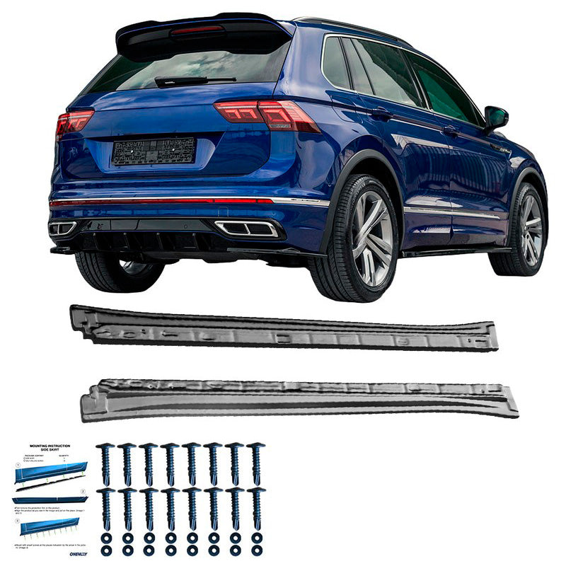 Oneway Satz Seitenschweller passend für Volkswagen Tiguan II R/R-Line Facelift 2020-2024 - Schwarz glänzend