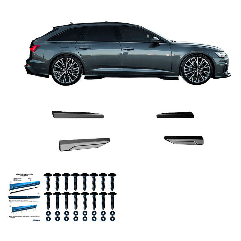Oneway Satz Seitenschweller passend für Audi A6 S-Line/S C8 (Limousine/Avant) 2018- - Schwarz glänzend
