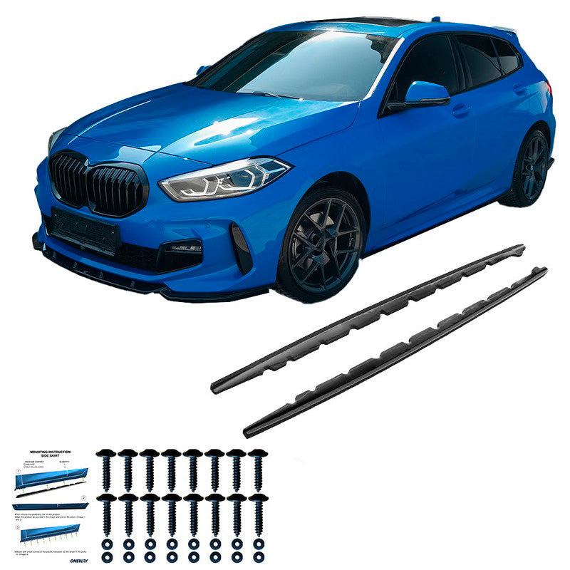 Oneway Satz Seitenschweller passend für BMW 1er F40 M-Pack/M135i 2019- - Schwarz glänzend