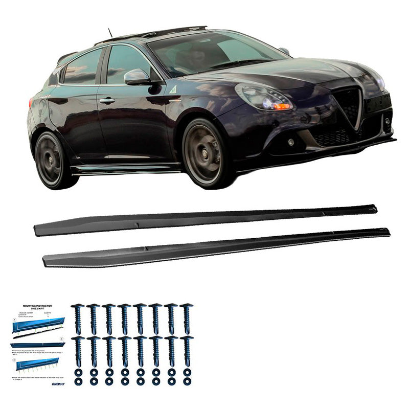 Oneway Satz Seitenschweller passend für Alfa Romeo Giulietta Sport 2010-2020 - Schwarz glänzend