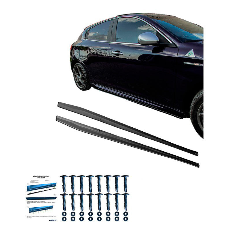 Oneway Satz Seitenschweller passend für Alfa Romeo Giulietta Sport 2010-2020 - Schwarz glänzend