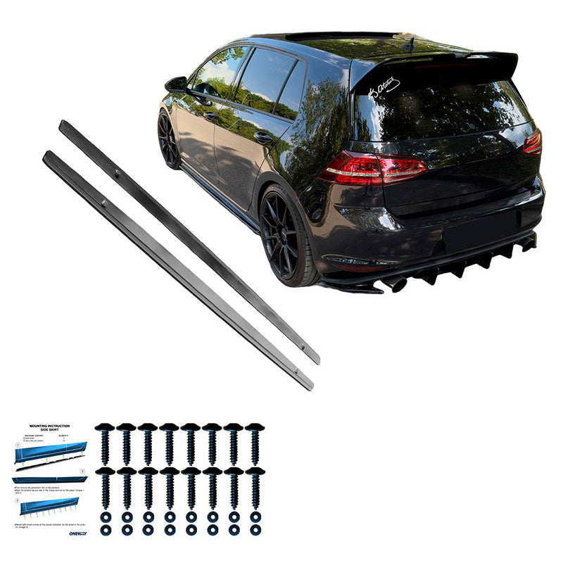 Oneway Satz Seitenschweller passend für Volkswagen Golf VII HB/Variant GTi/GTD 2013-2016 - Schwarz glänzend