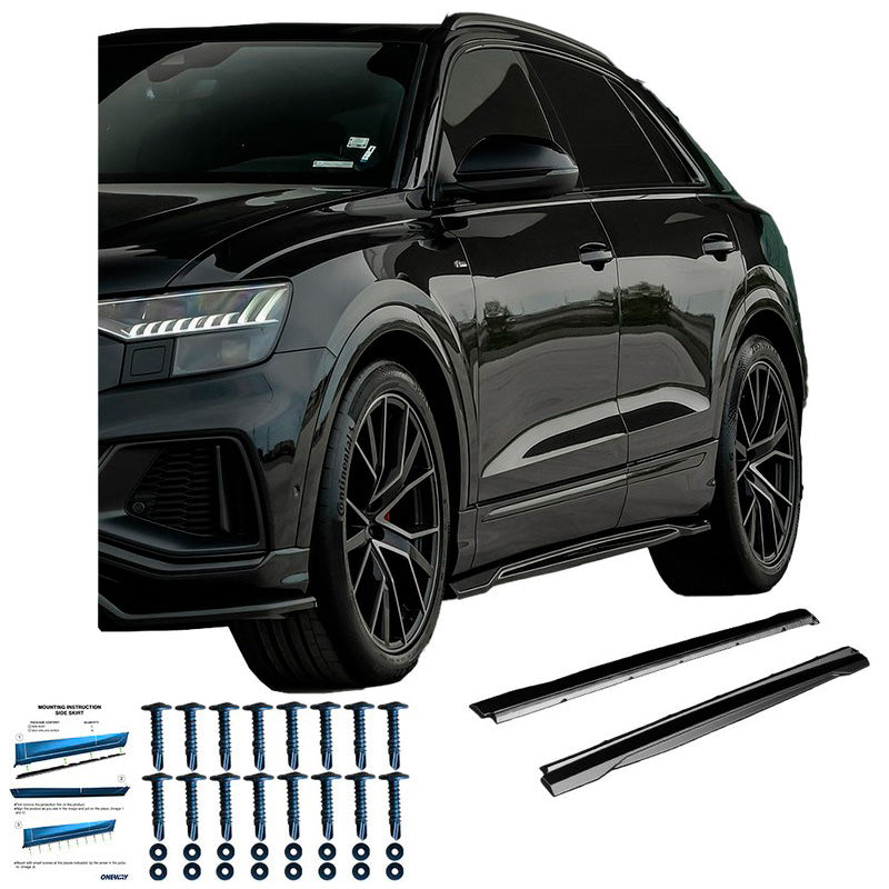 Oneway Satz Seitenschweller passend für Audi Q8 S-Line & SQ8 MK1 2018-2023 - Schwarz glänzend
