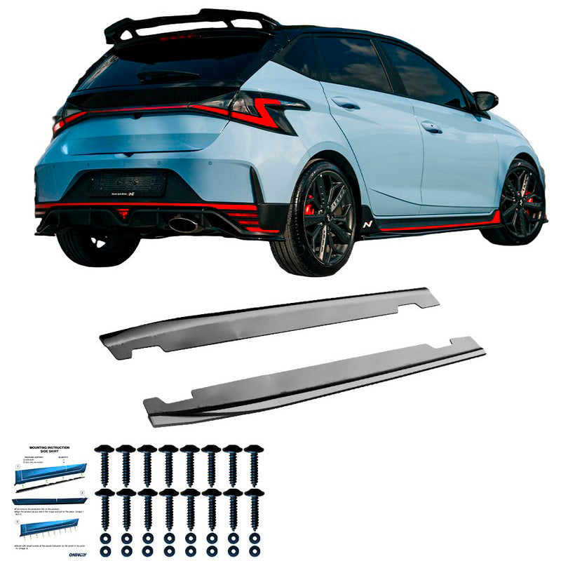 Oneway Satz Seitenschweller passend für Hyundai I20 N MK3 2020- - Schwarz glänzend