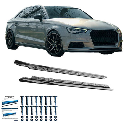 Oneway Satz Seitenschweller passend für Audi A3 (8V) Limousine Facelift 2016-2020 - Schwarz glänzend