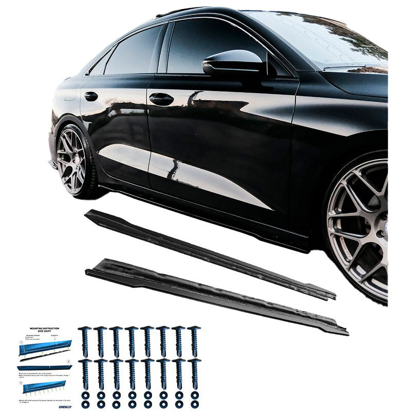 Oneway Satz Seitenschweller passend für Audi A3 (8Y) Limousine/Sportback 2020-2024 exkl. S-Line/S3/RS3 - Schwarz glänzend