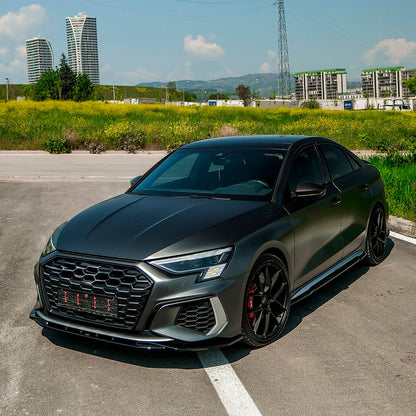 Oneway Satz Seitenschweller passend für Audi A3 8Y S-Line/S3 Limousine/Sportback 2020-2024 & Facelift 2025- - Schwarz glän...