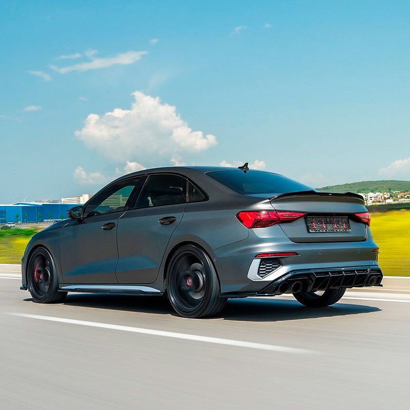 Oneway Satz Seitenschweller passend für Audi A3 8Y S-Line/S3 Limousine/Sportback 2020-2024 & Facelift 2025- - Schwarz glän...