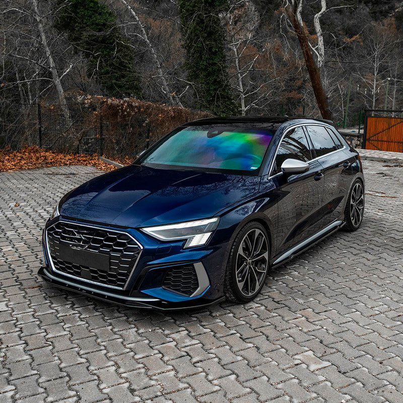 Oneway Satz Seitenschweller passend für Audi A3 8Y S-Line/S3 Limousine/Sportback 2020-2024 & Facelift 2025- - Schwarz glän...