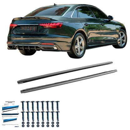 Oneway Satz Seitenschweller passend für Audi A4 (B9) Limousine/Avant Facelift 2019-2024 - Schwarz glänzend