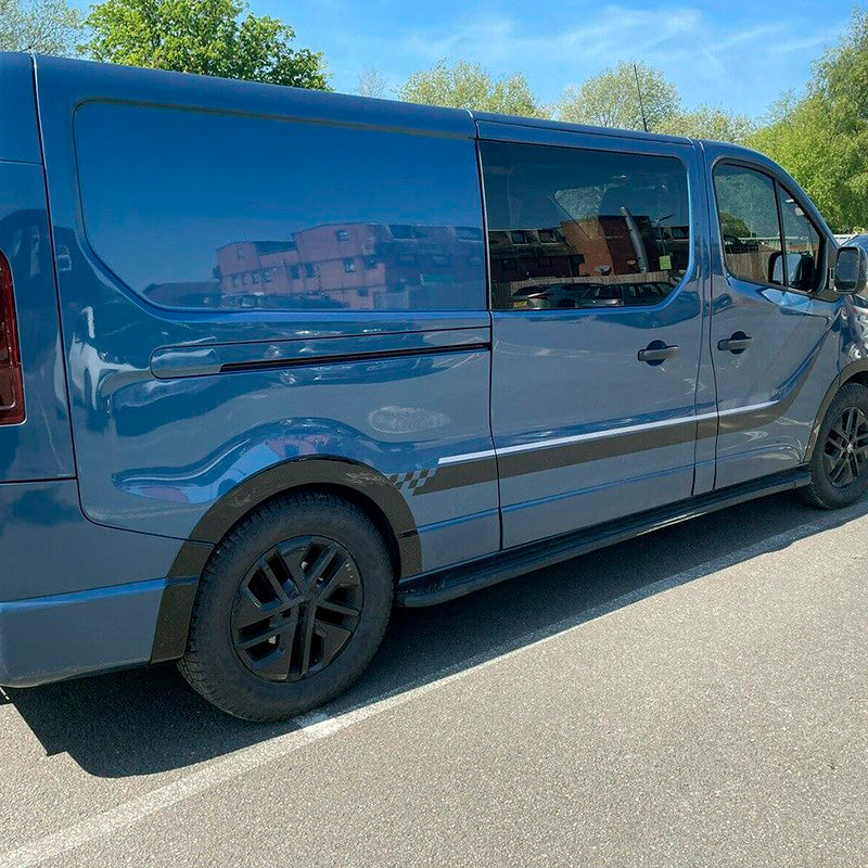 Oneway Satz Radlaufleisten passend für Renault Trafic 2014- & Opel Vivaro 2014-2018 (Langer Radstand) - Schwarz glänzend