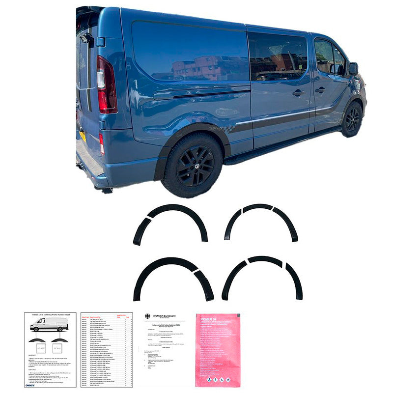 Oneway Satz Radlaufleisten passend für Renault Trafic 2014- & Opel Vivaro 2014-2018 (Langer Radstand) - Schwarz glänzend