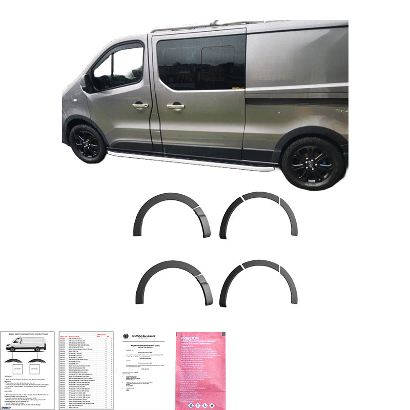 Oneway Satz Radlaufleisten passend für Renault Trafic 2014- & Opel Vivaro 2014-2018 (Langer Radstand) - Mattschwarz