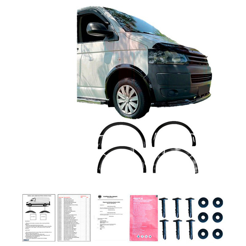 Oneway Satz Radlaufleisten passend für Volkswagen Transporter T5/T5.1 2003-2015 (Kurzer & Langer Radstand) - Schwarz glänzend