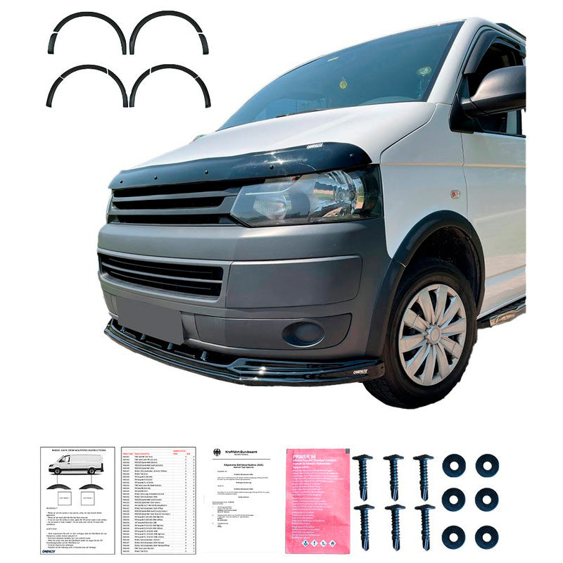 Oneway Satz Radlaufleisten passend für Volkswagen Transporter T5/T5.1 2003-2015 (Kurzer & Langer Radstand) - Mattschwarz