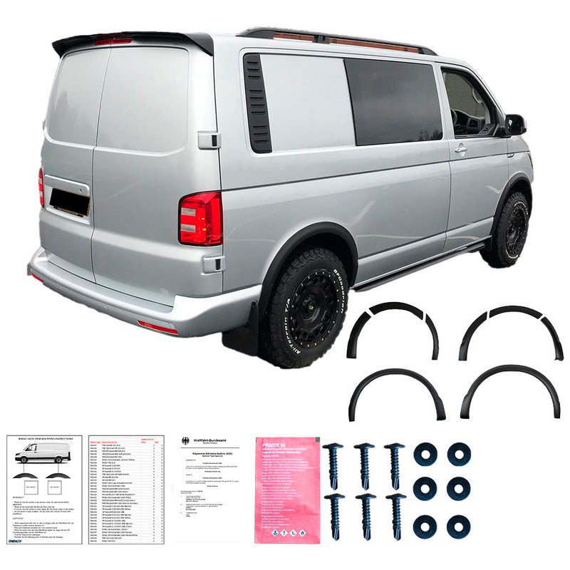 Oneway Satz Radlaufleisten passend für Volkswagen Transporter T6 2015-2019 (Kurzer Radstand) - Mattschwarz
