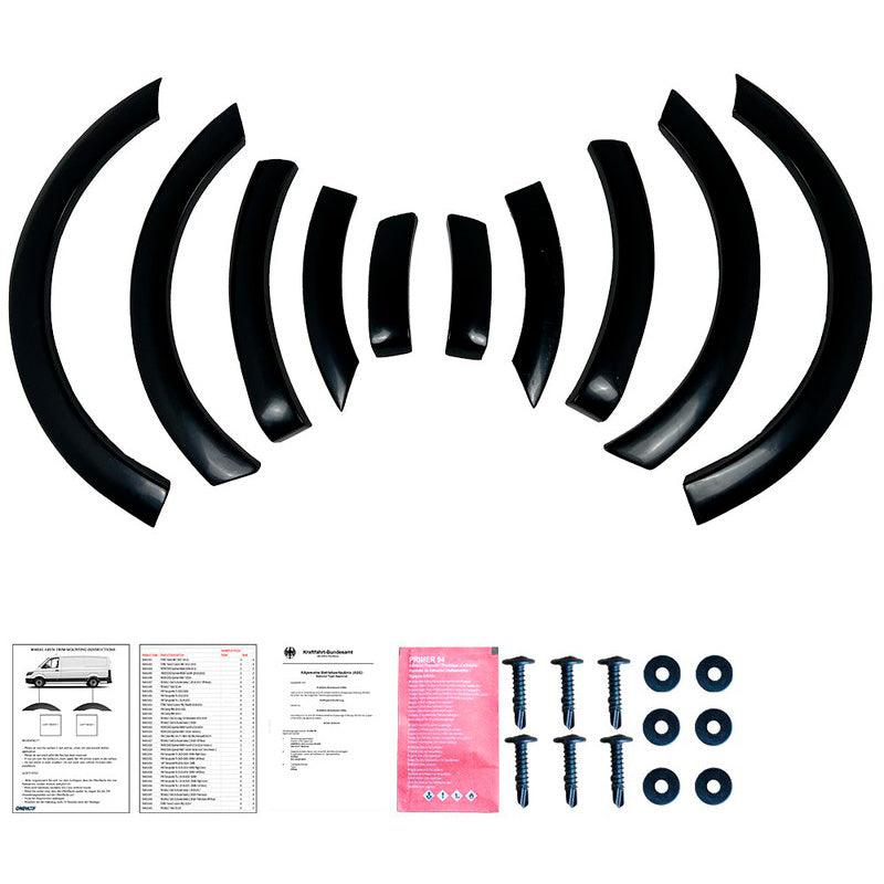 Oneway Satz Radlaufleisten passend für Volkswagen Caddy MK4 2015-2020 (Kurzer Radstand) - Schwarz glänzend