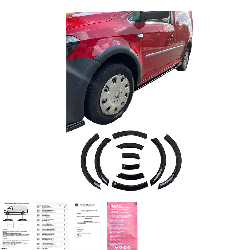 Oneway Satz Radlaufleisten passend für Volkswagen Caddy MK4 2015-2020 (Kurzer Radstand) - Mattschwarz