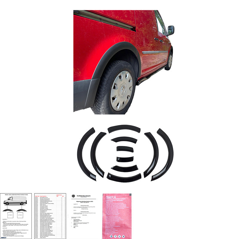 Oneway Satz Radlaufleisten passend für Volkswagen Caddy MK4 2015-2020 (Kurzer Radstand) - Mattschwarz
