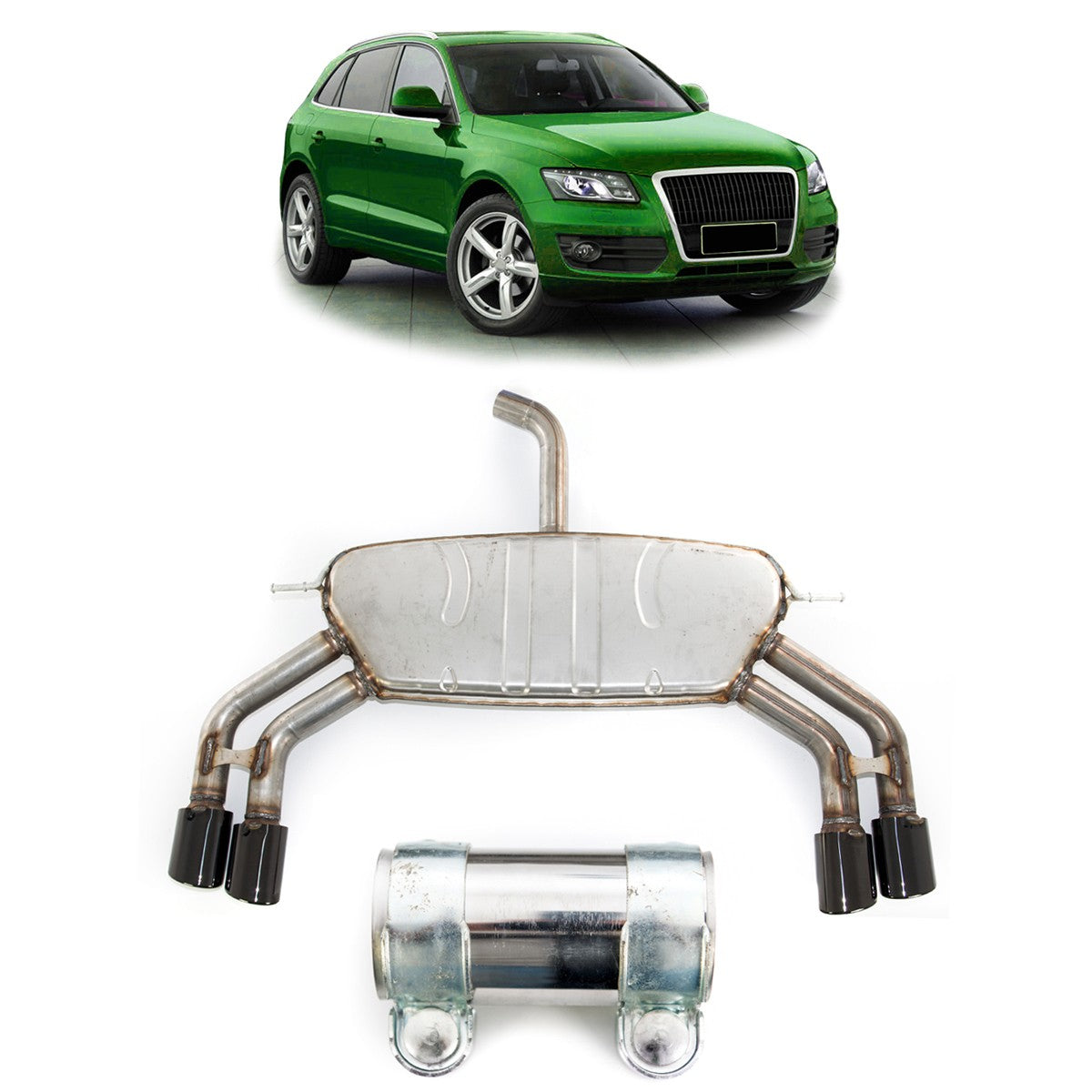 Chrom Edelstahl Auspufftopf passend für Audi Q5 (8R) 2009-2017