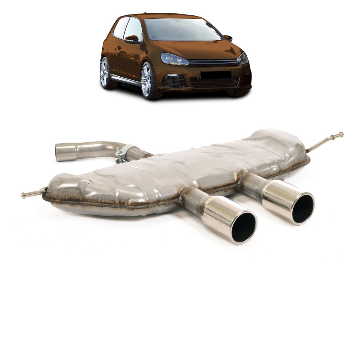 Stahl Cat-Back Auspuff Schalldämpfer passend für VW Golf 6 2008-2012