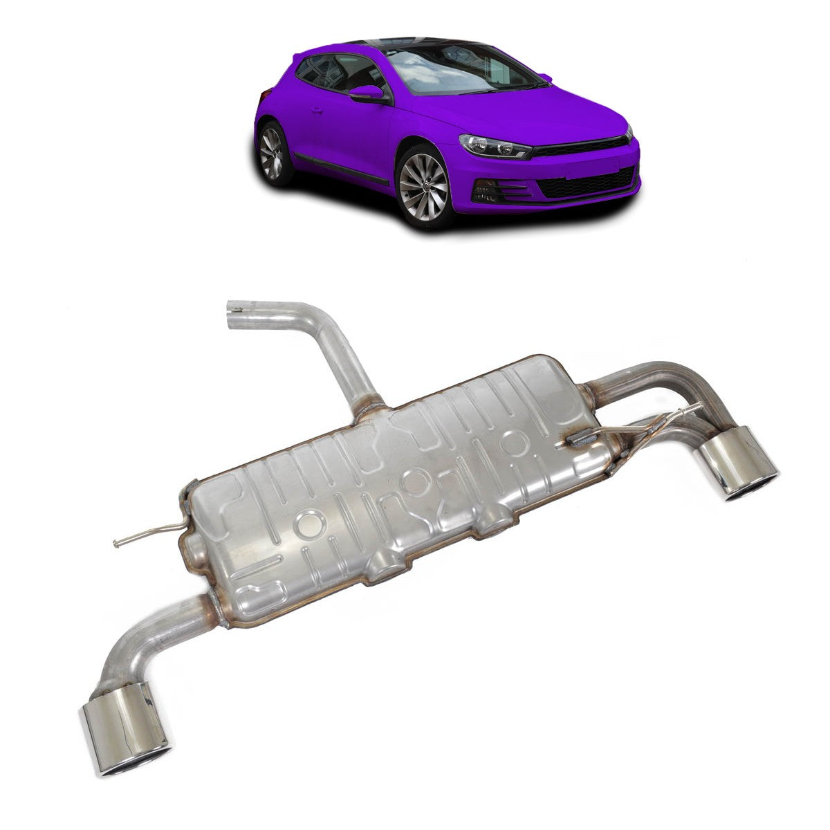 Heckschalldämpfer mit Chrom-Finish passend für VW Scirocco III 2008-2017