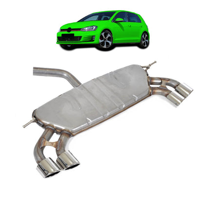 Chromstahl Auspufftopf Schalldämpfer passend für VW Golf 7 2012-2017