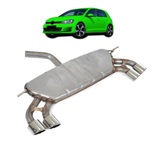 Chromstahl Auspufftopf Schalldämpfer passend für VW Golf 7 2012-2017
