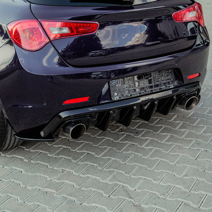 Heckseitensplitter Diffusoren passend für Alfa Romeo Giulietta 2010-2020 Hochglanz Schwarz