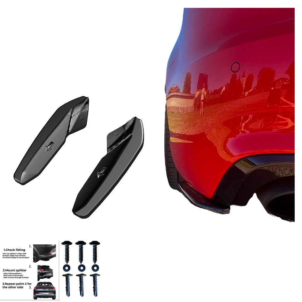 RS11.011 - Heckseitliche Diffusor Splitter passend für AUDI RS3 8V Sportback 2015-2016 Hochglanz Schwarz
