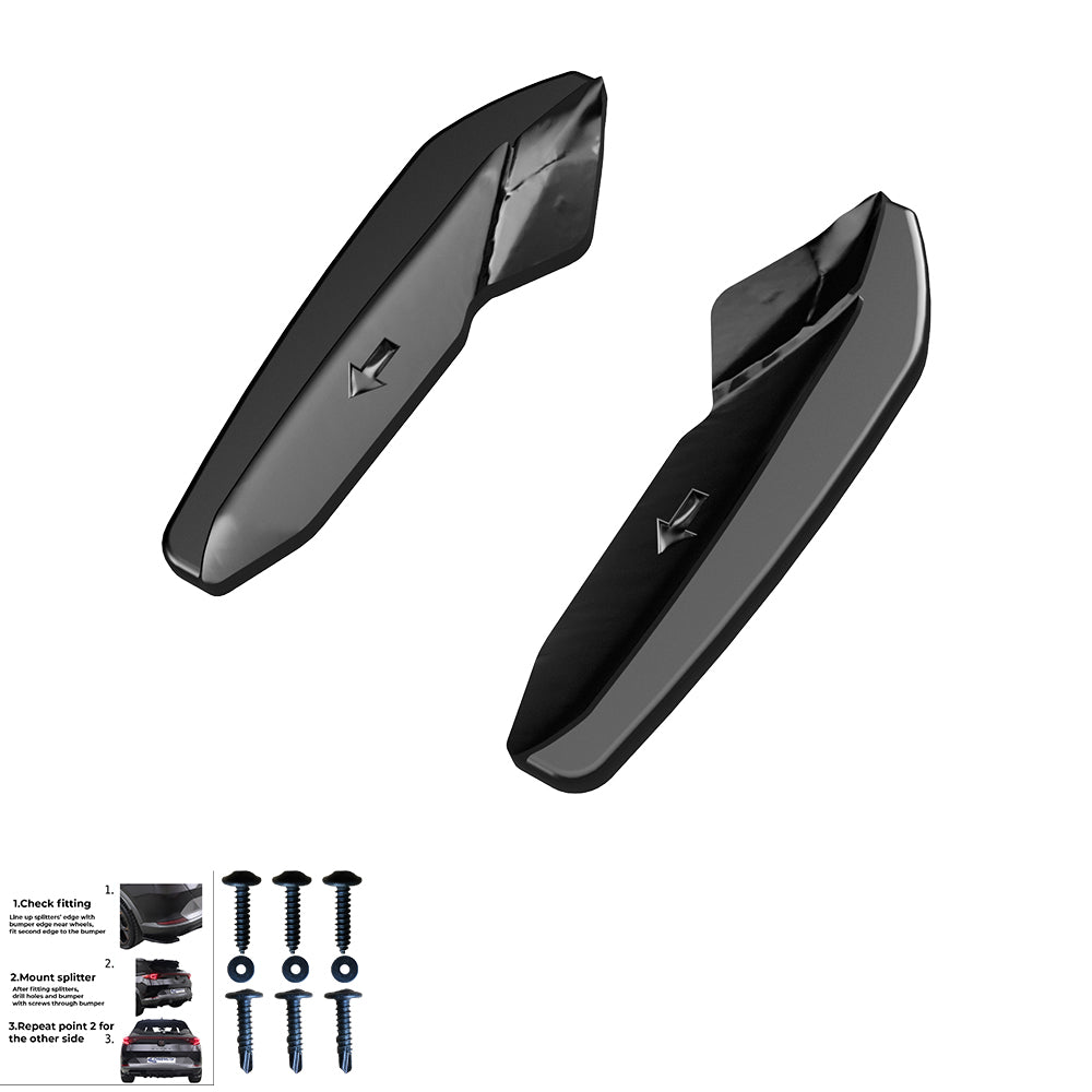 RS11.011 - Heckseitliche Diffusor Splitter passend für AUDI RS3 8V Sportback 2015-2016 Hochglanz Schwarz
