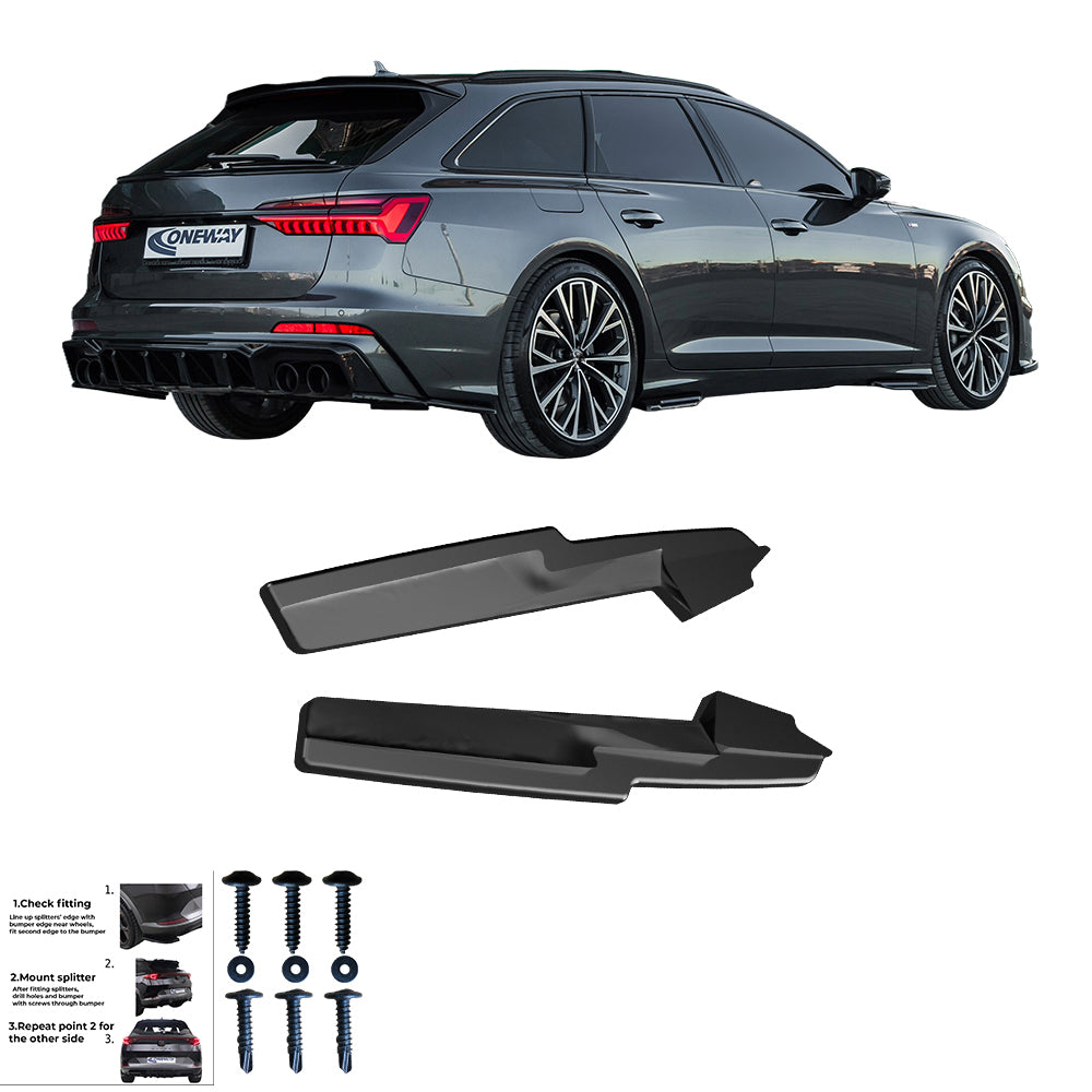 Heckseitendiffusor Splitter passend für Audi S6 C8 (Limousine-Avant) 2019+ Hochglanz Schwarz