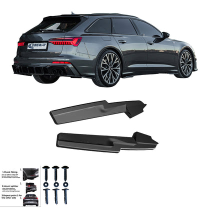 Heckseitendiffusor Splitter passend für Audi S6 C8 (Limousine-Avant) 2019+ Hochglanz Schwarz
