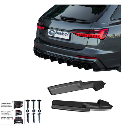 Heckseitendiffusor Splitter passend für Audi S6 C8 (Limousine-Avant) 2019+ Hochglanz Schwarz
